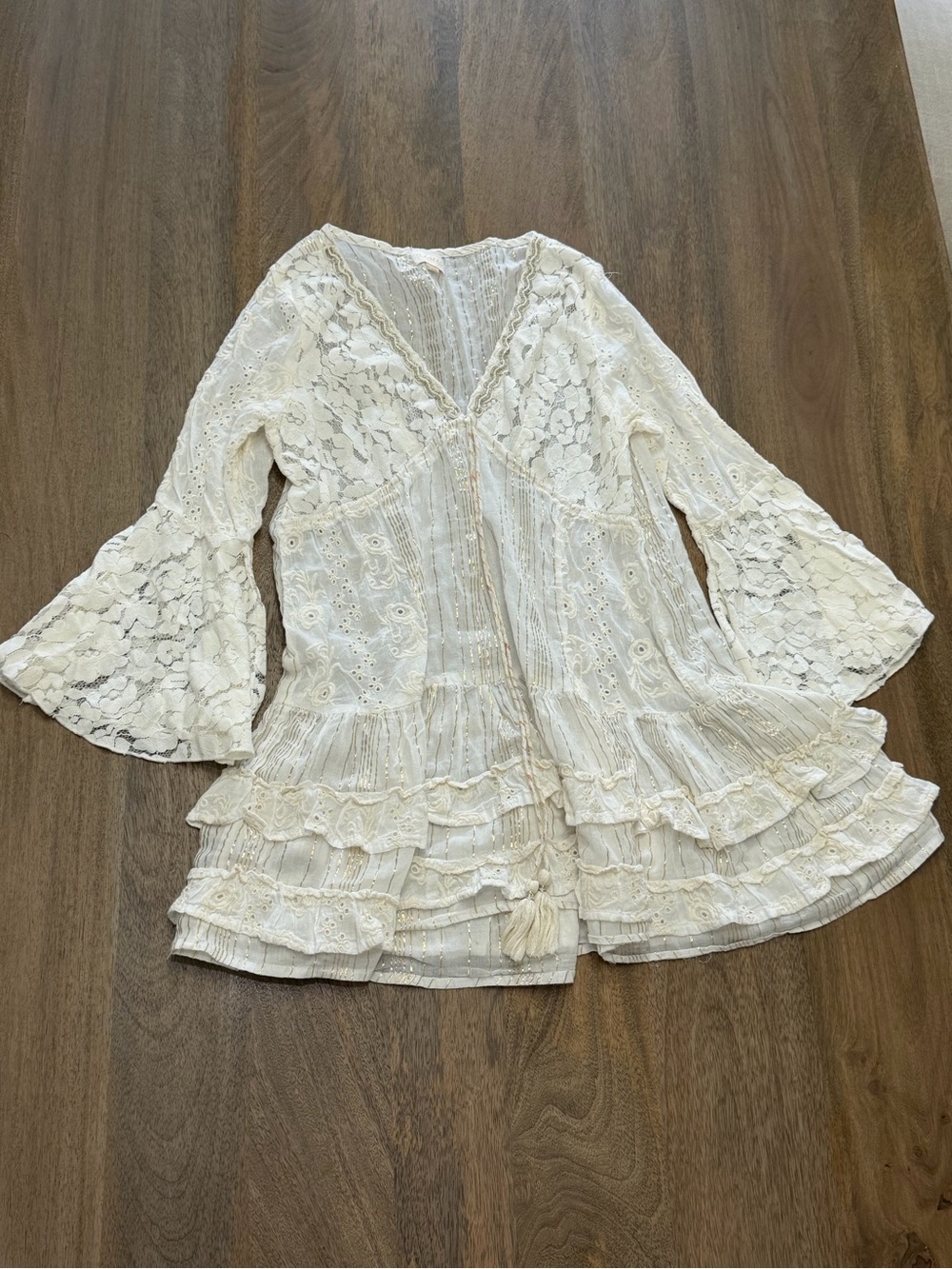 Ivory Lace V-Neck Swim Coverup Tunic